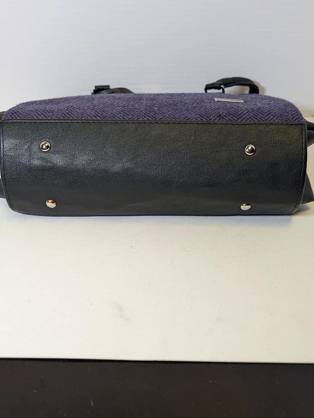 Mucros Weavers Emily Tweed Handbag - Purple Herringbone Wool Authentic Irish